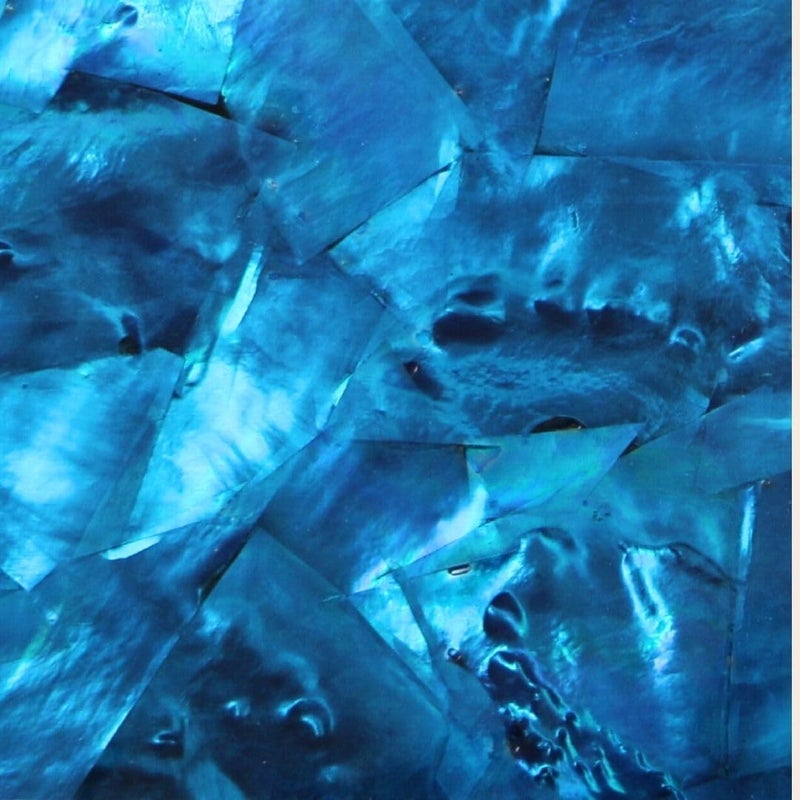 Ocean Shell Studios. Mother of Pearl Shell Inlay Veneer for DIY or Professional Inlay Embellishments - Sustainable New Zealand Cobalt Blue- with 3M Double Sided Tape Backing - 9.45"X2.75" - Image 1